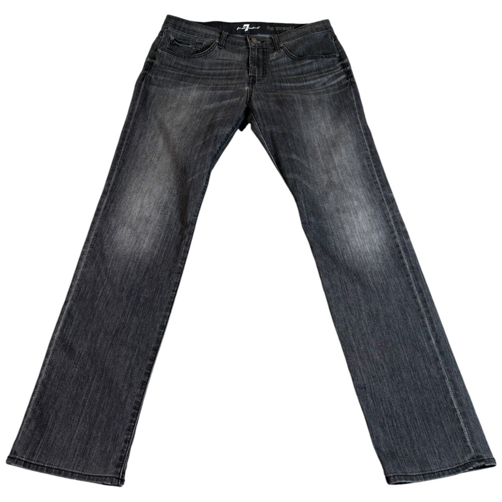 7 For All‎ Mankind The Straight Jeans Mens 33 Gray Denim Stretch Everyday Wear